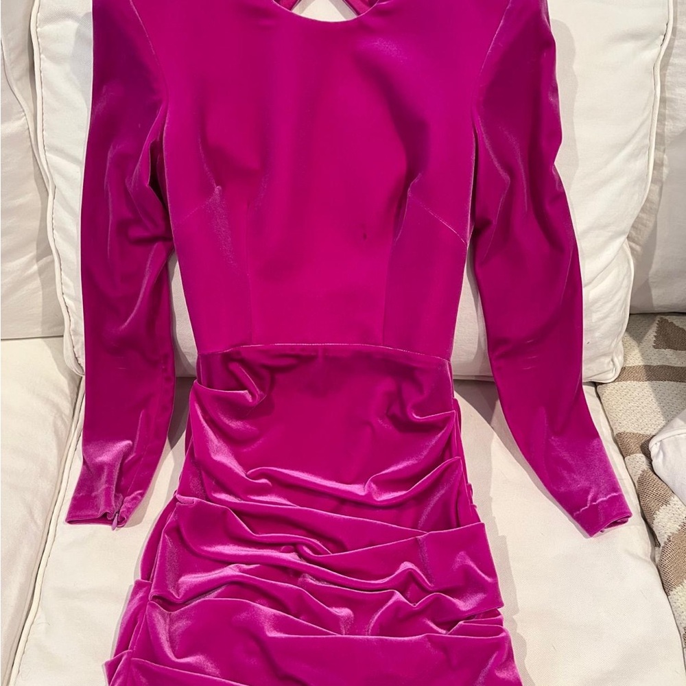 Alex Perry Fuchsia Long Sleeve Dress